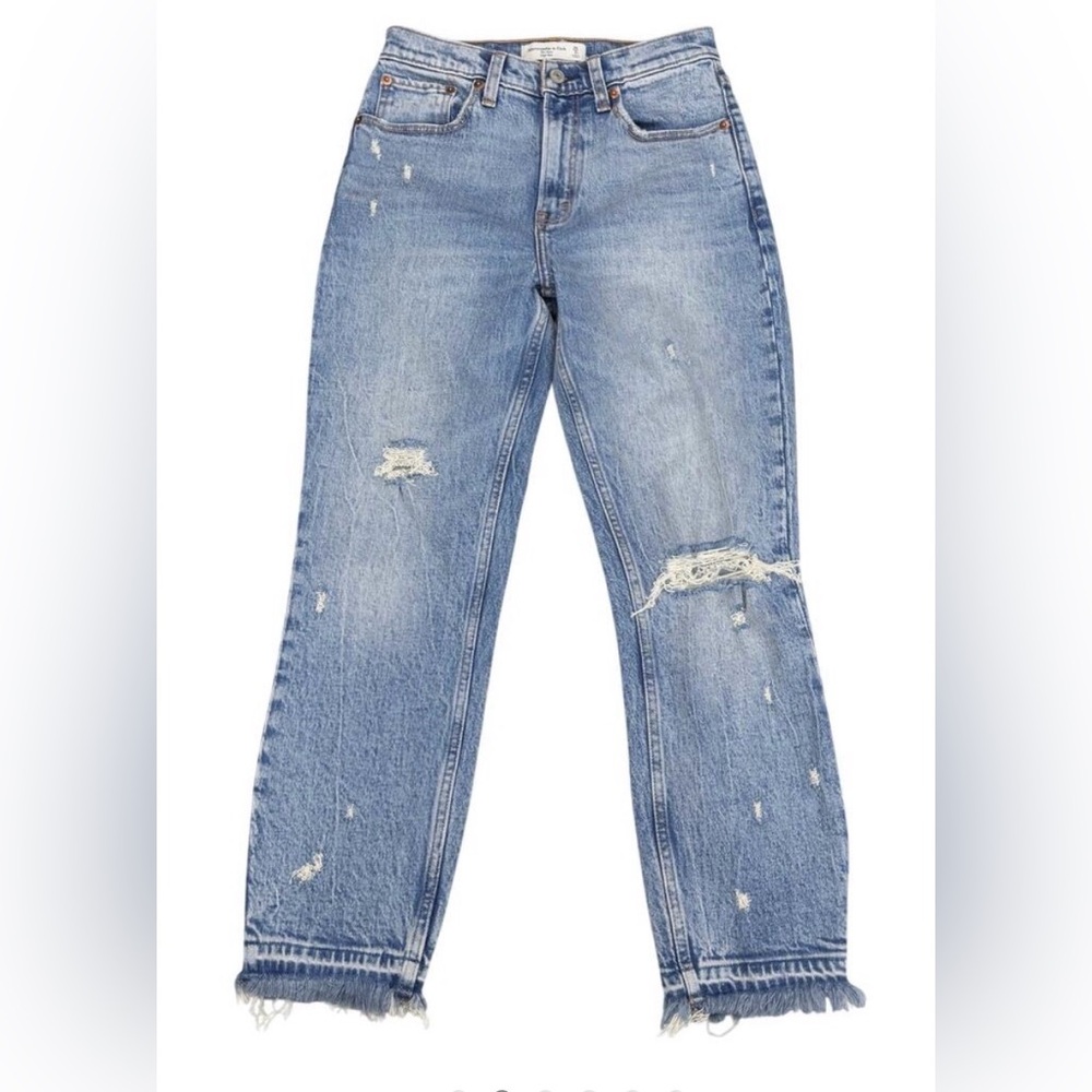 ABERCROMBIE & FITCH The Mom High Rise Jean Sz 26 Frayed Hem